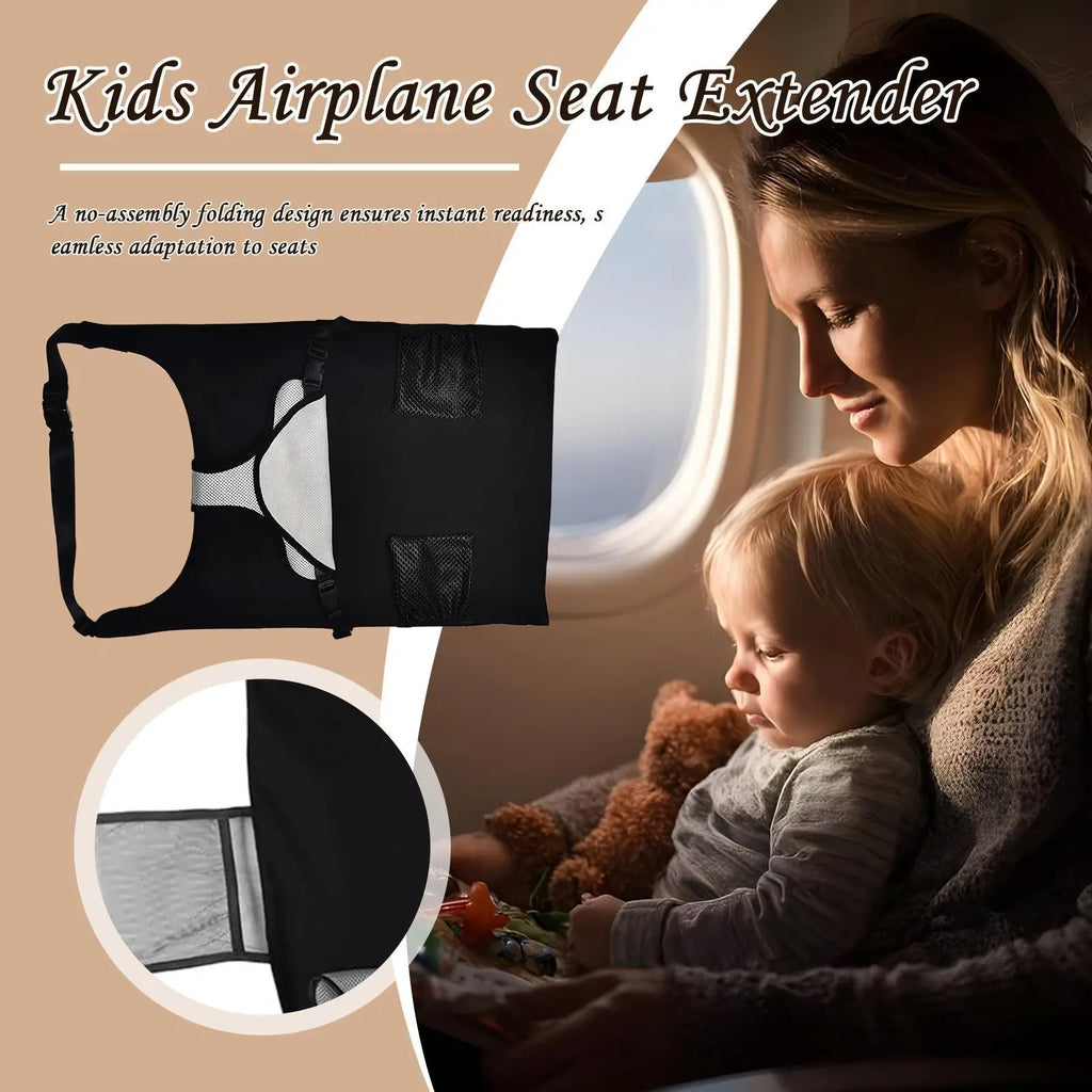 Kids Airplane Seat Extender Polyester Toddler Airplane Bed with Side Pocket Comfort Breathable Travel Foot Rest Hammock