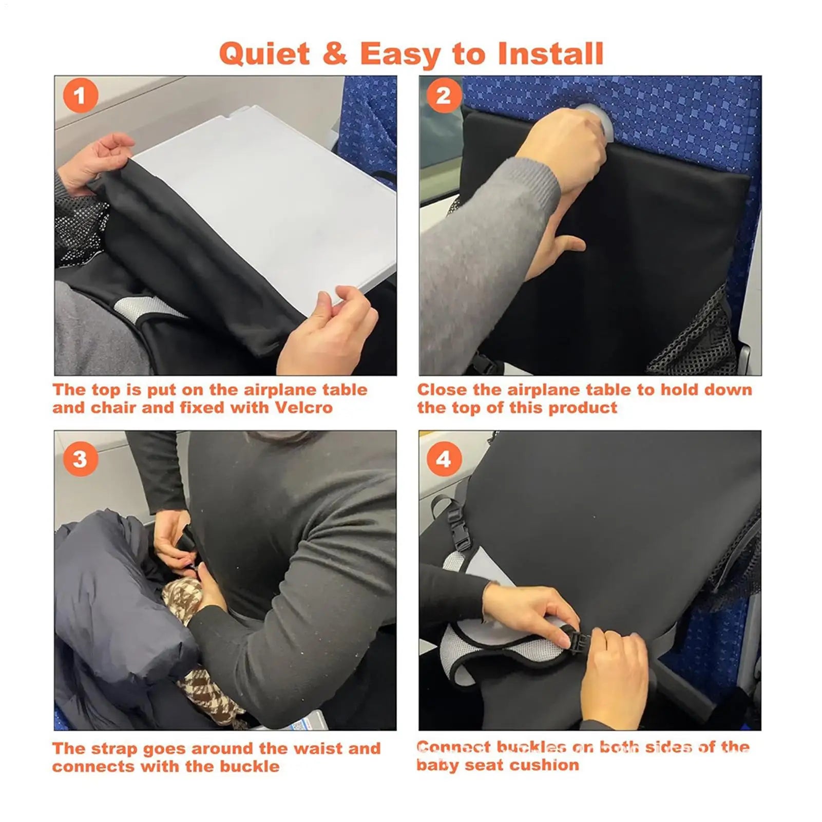 Kids Airplane Seat Extender Polyester Toddler Airplane Bed with Side Pocket Comfort Breathable Travel Foot Rest Hammock