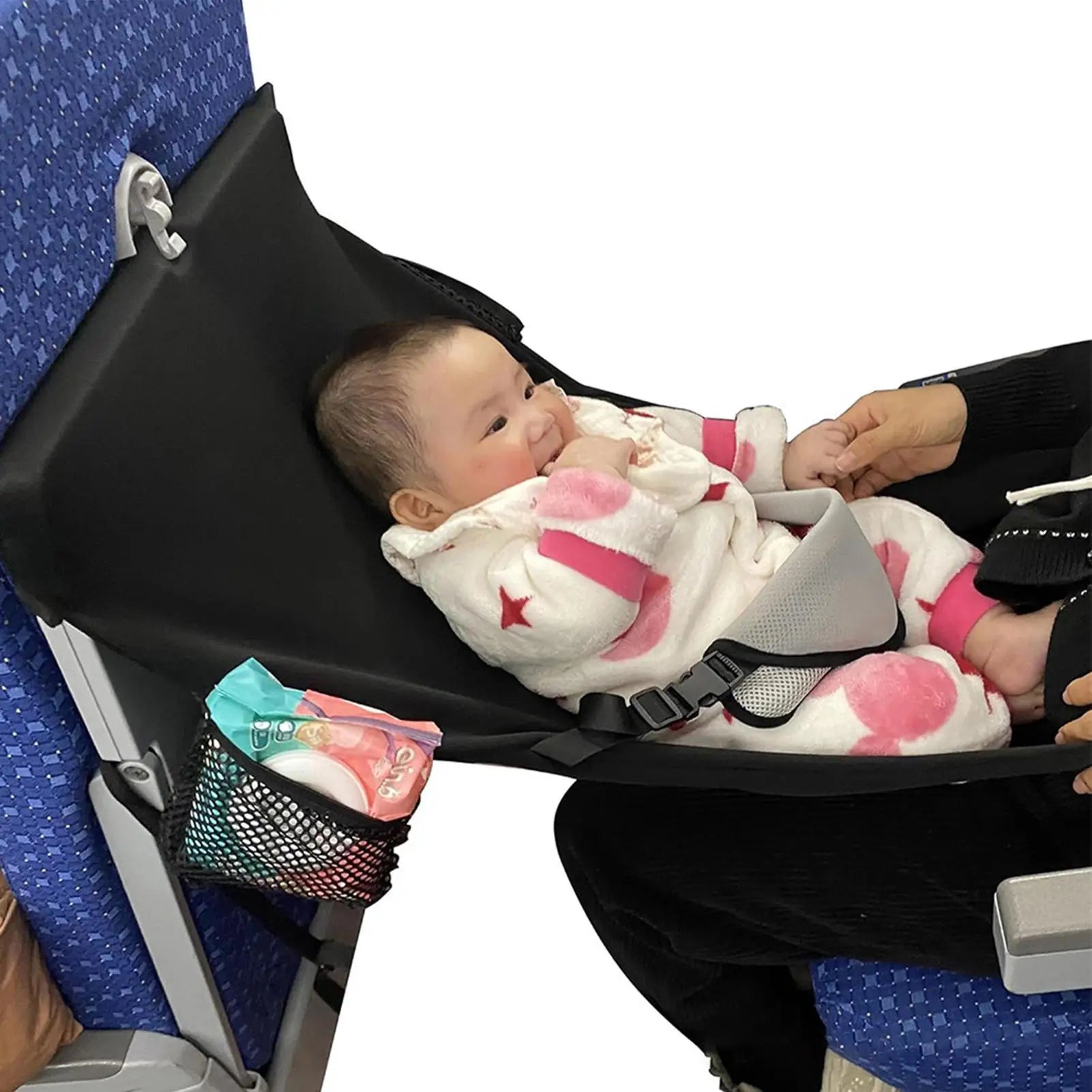 Kids Airplane Seat Extender Polyester Toddler Airplane Bed with Side Pocket Comfort Breathable Travel Foot Rest Hammock