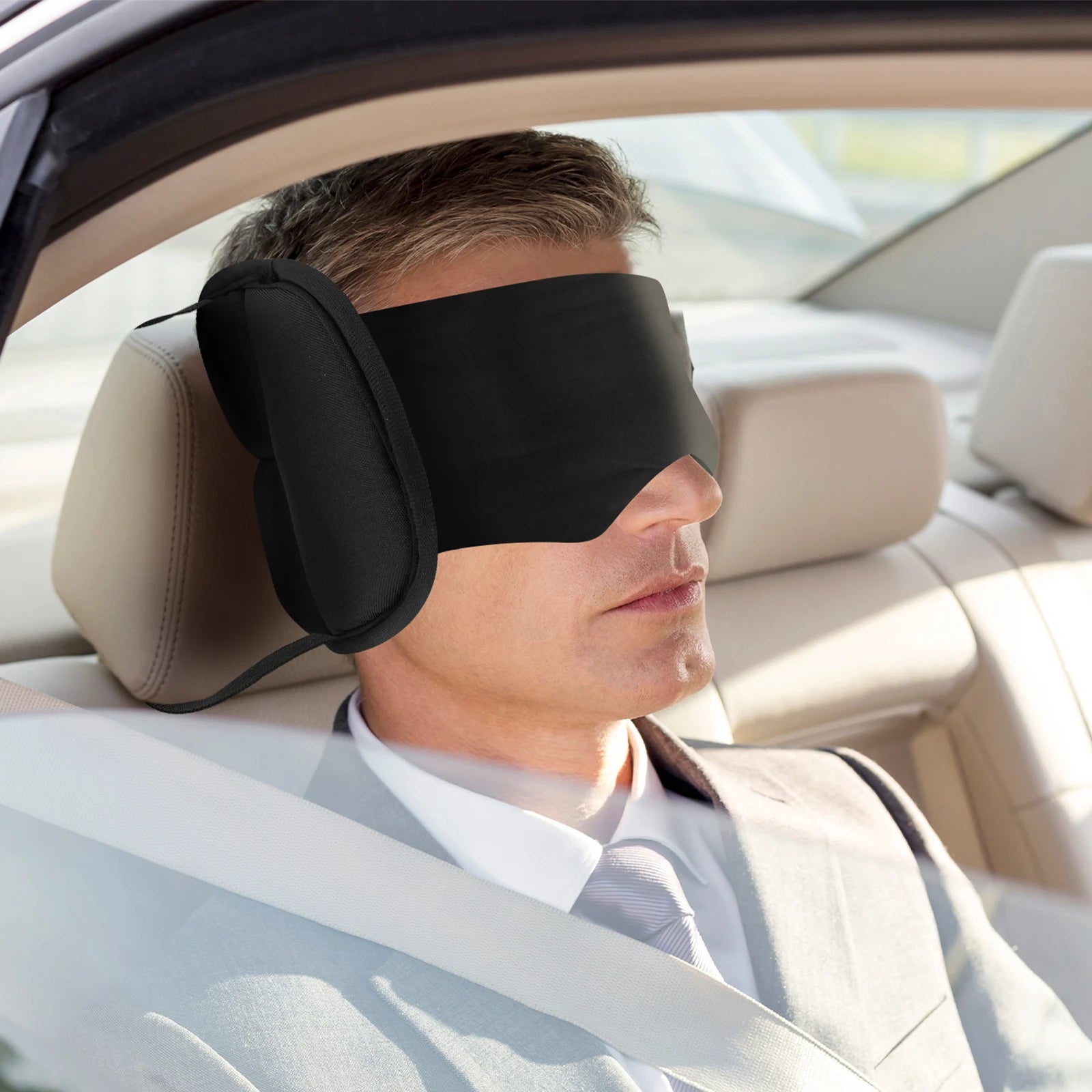 2 in 1 Cotton Travel Pillow 360° Support Airplane Headrest with Eye Mask Reduce Fatigue Comfortable Massage Neck Sleeping Pillow